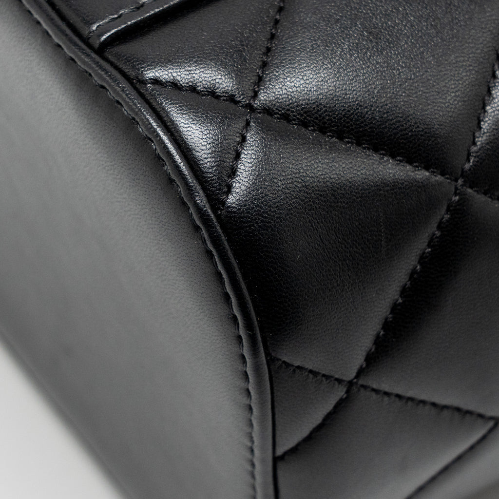 CHANEL TRENDY CC ROUND VANITY CASE CROSSBODY BAG LAMBSKIN BLACK LGHW
