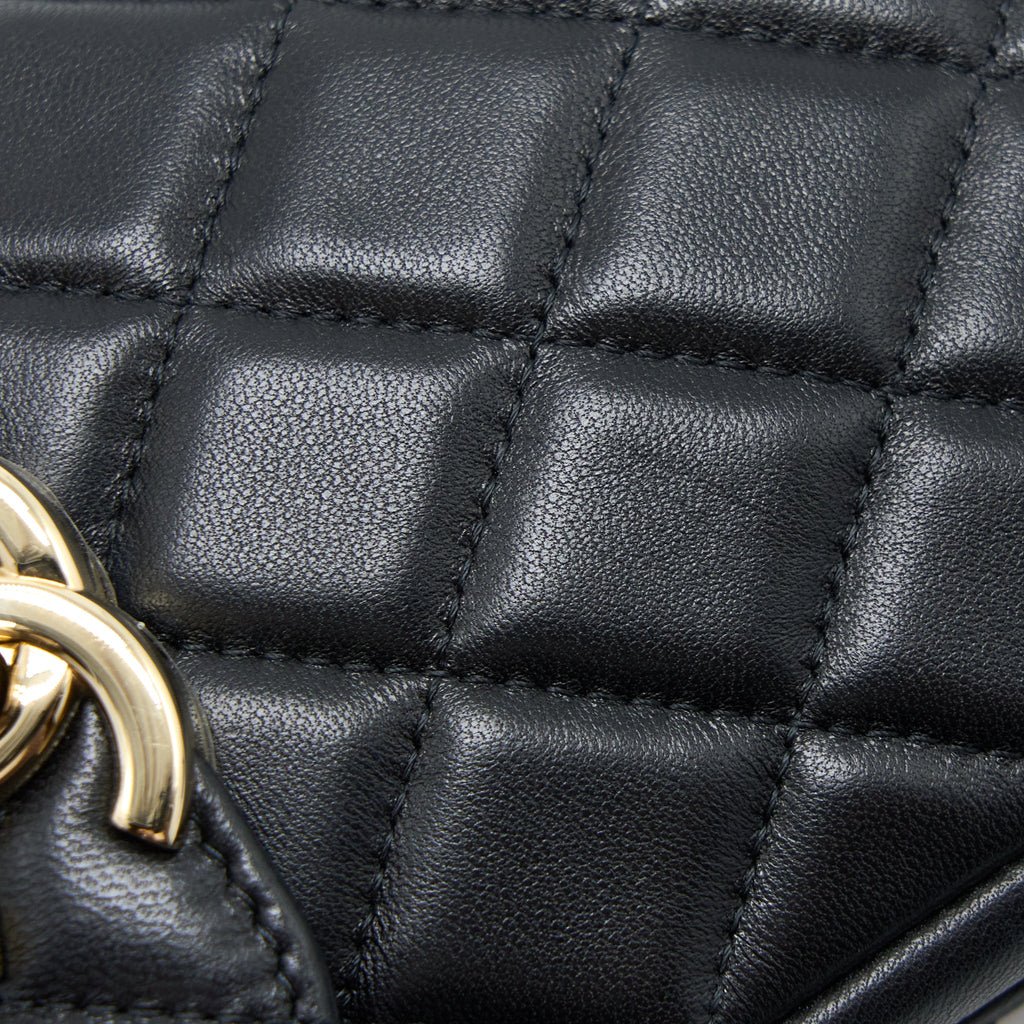 CHANEL FLAP PHONE POUCH WITH CHAIN BLACK LAMBSKIN GHW