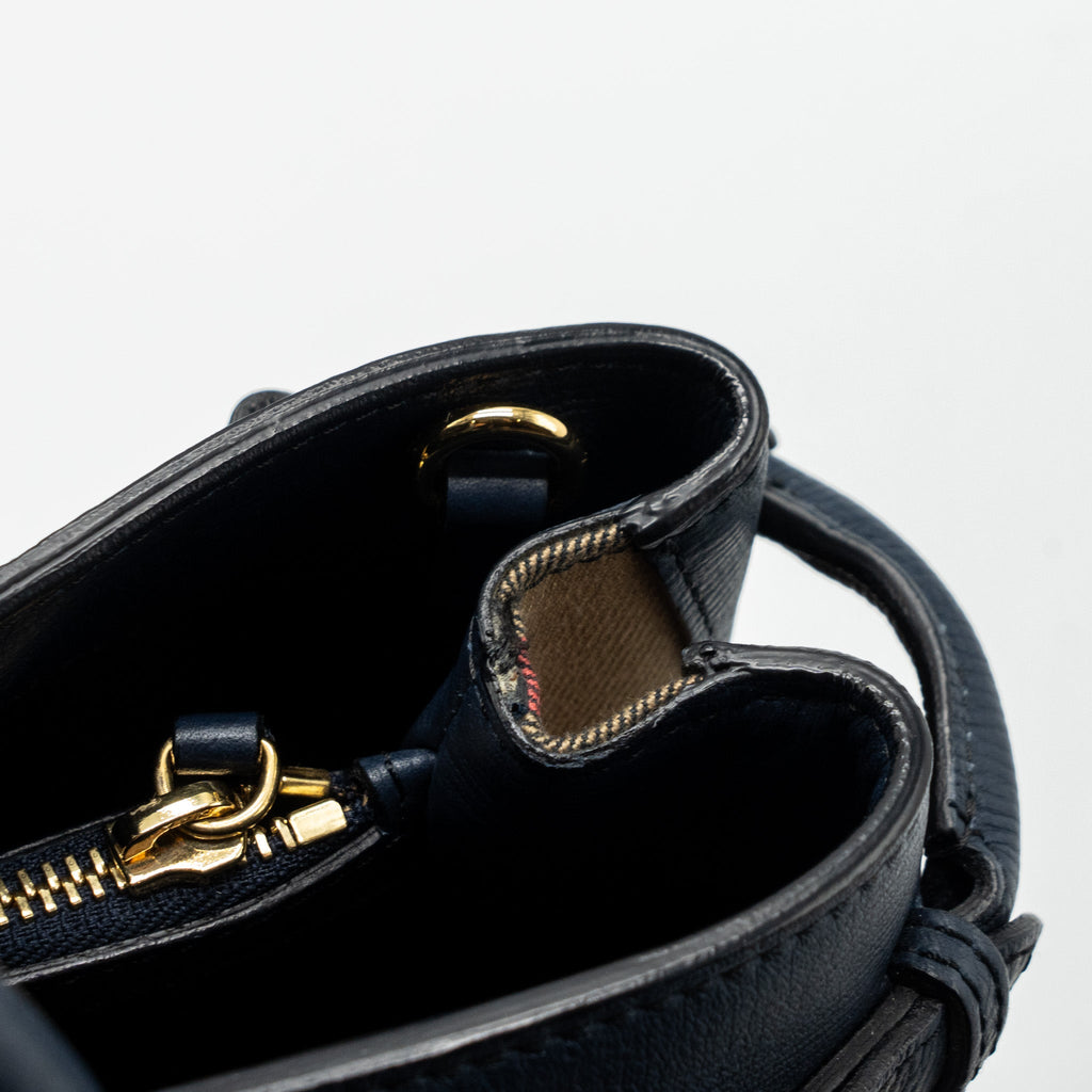 BURBERRY THE LARGE BANNER BAG CALFSKIN DARK BLUE/MULTICOLOUR GHW