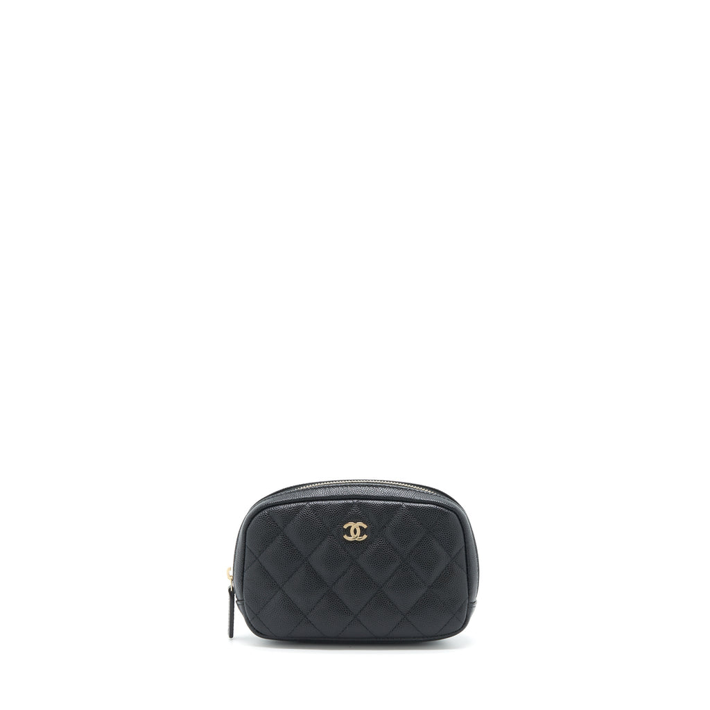 CHANEL SMALL ZIPPER VANITY POUCH CAVIAR BLACK LGHW