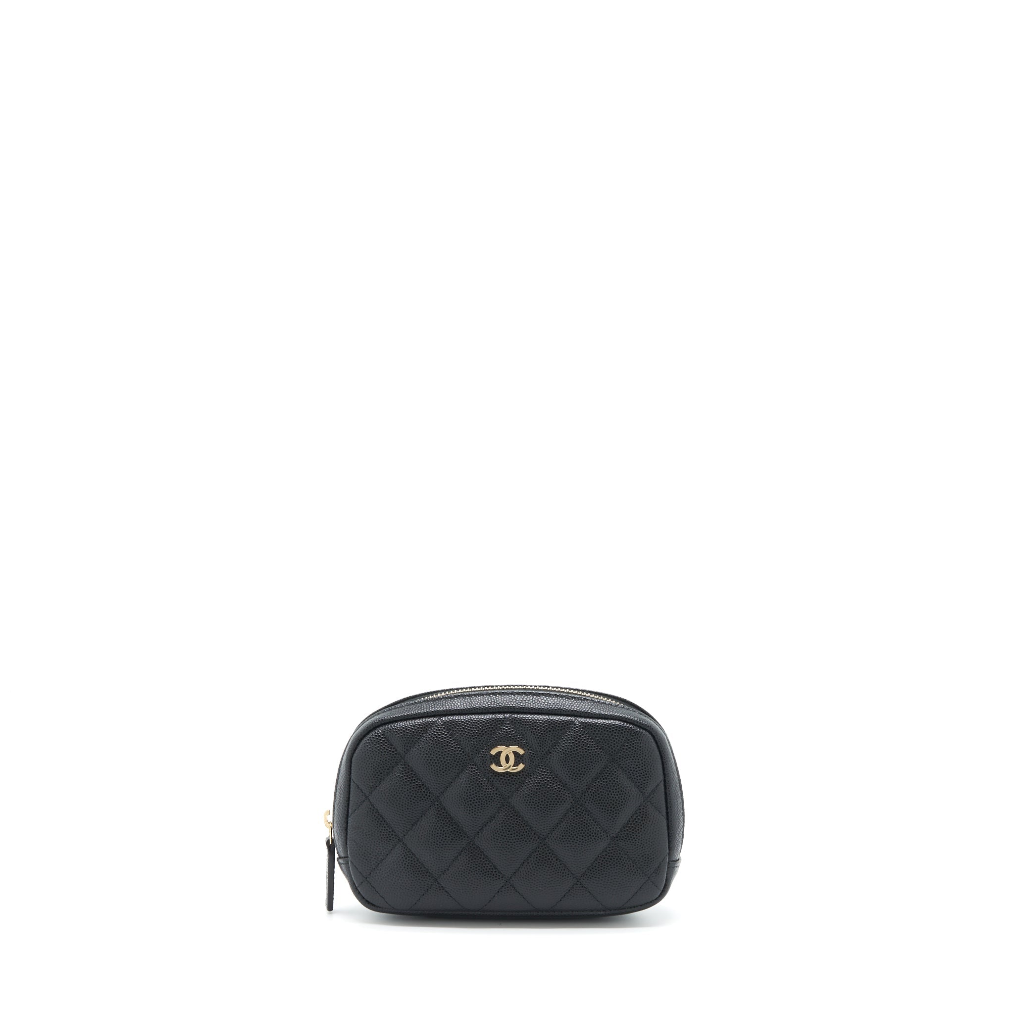 CHANEL SMALL ZIPPER VANITY POUCH CAVIAR BLACK LGHW