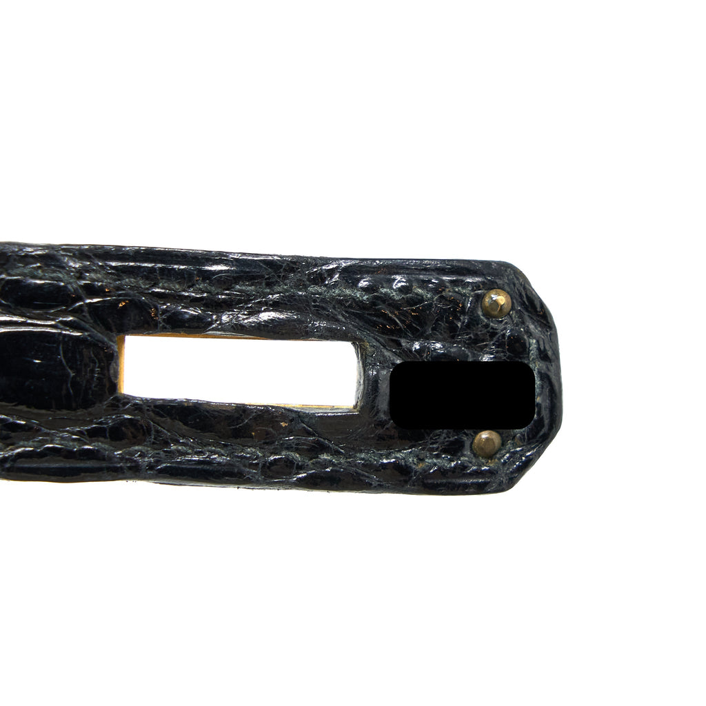 HERMES VINTAGE KELLY 28 ALLIGATOR BLACK GHW