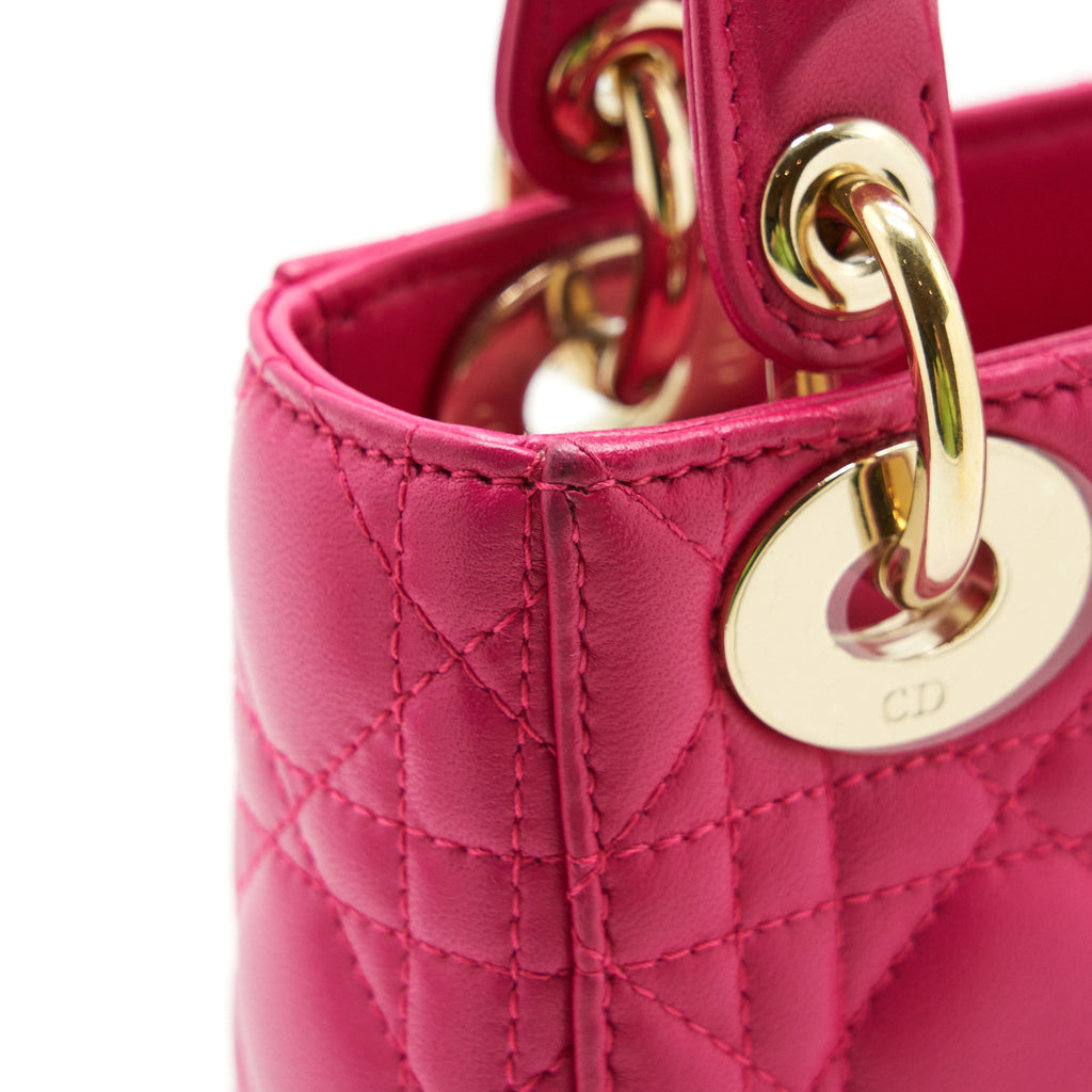DIOR MINI LADY DIOR BAG LAMBSKIN PINK GHW