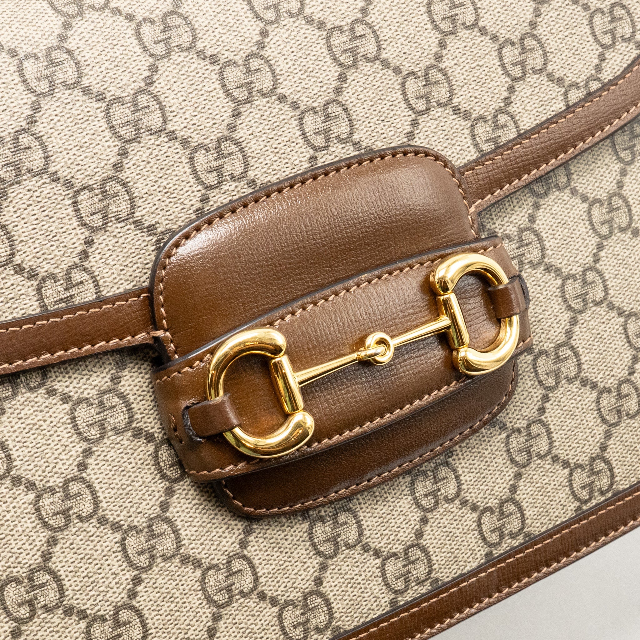 GUCCI HORSEBIT 1955 SHOULDER BAG GG SUPREME CANVAS/LEATHER BEIGE/BROWN GHW