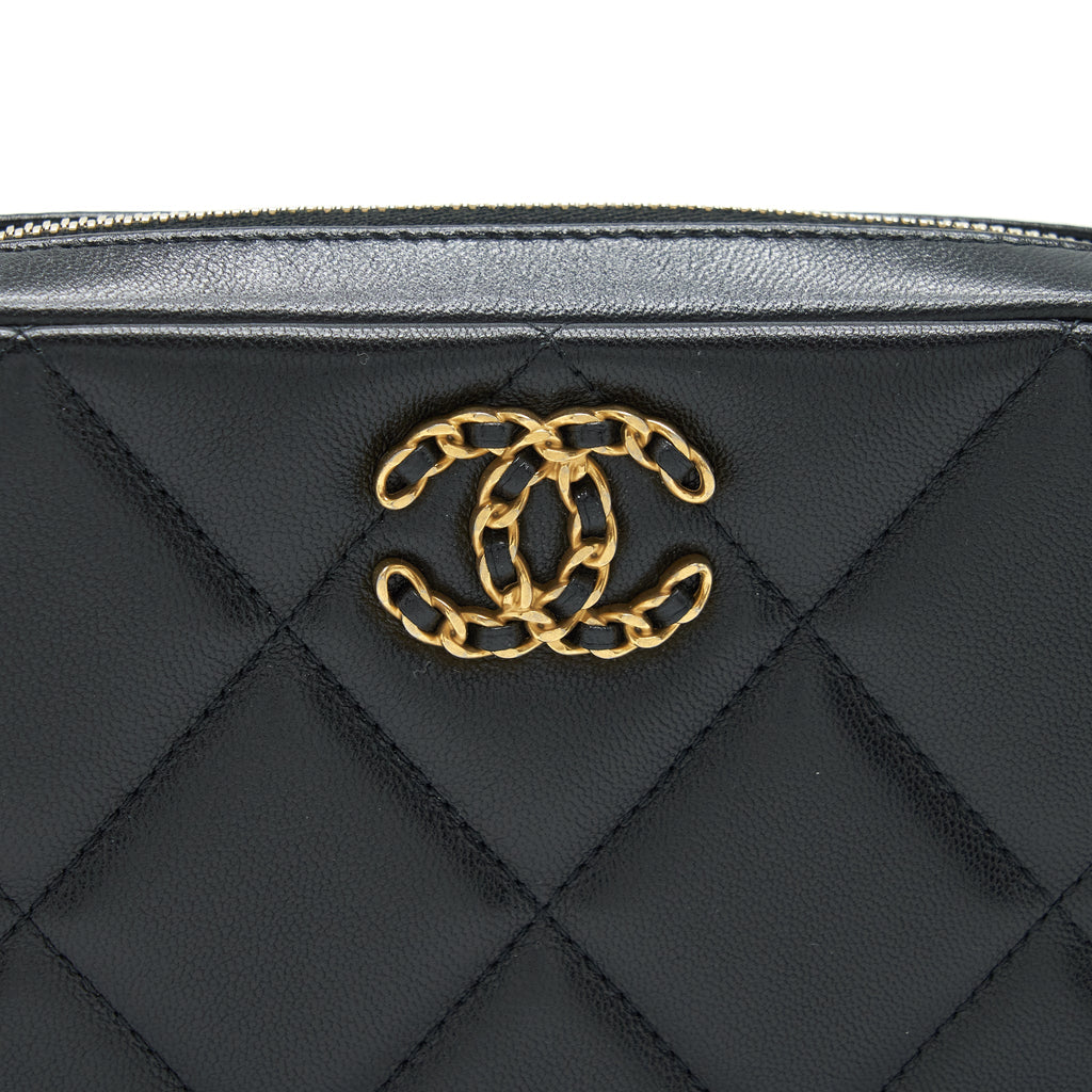 CHANEL 19 CAMERA BAG LAMBSKIN BLACK WITH GOLD/SLIVER HARDWARE