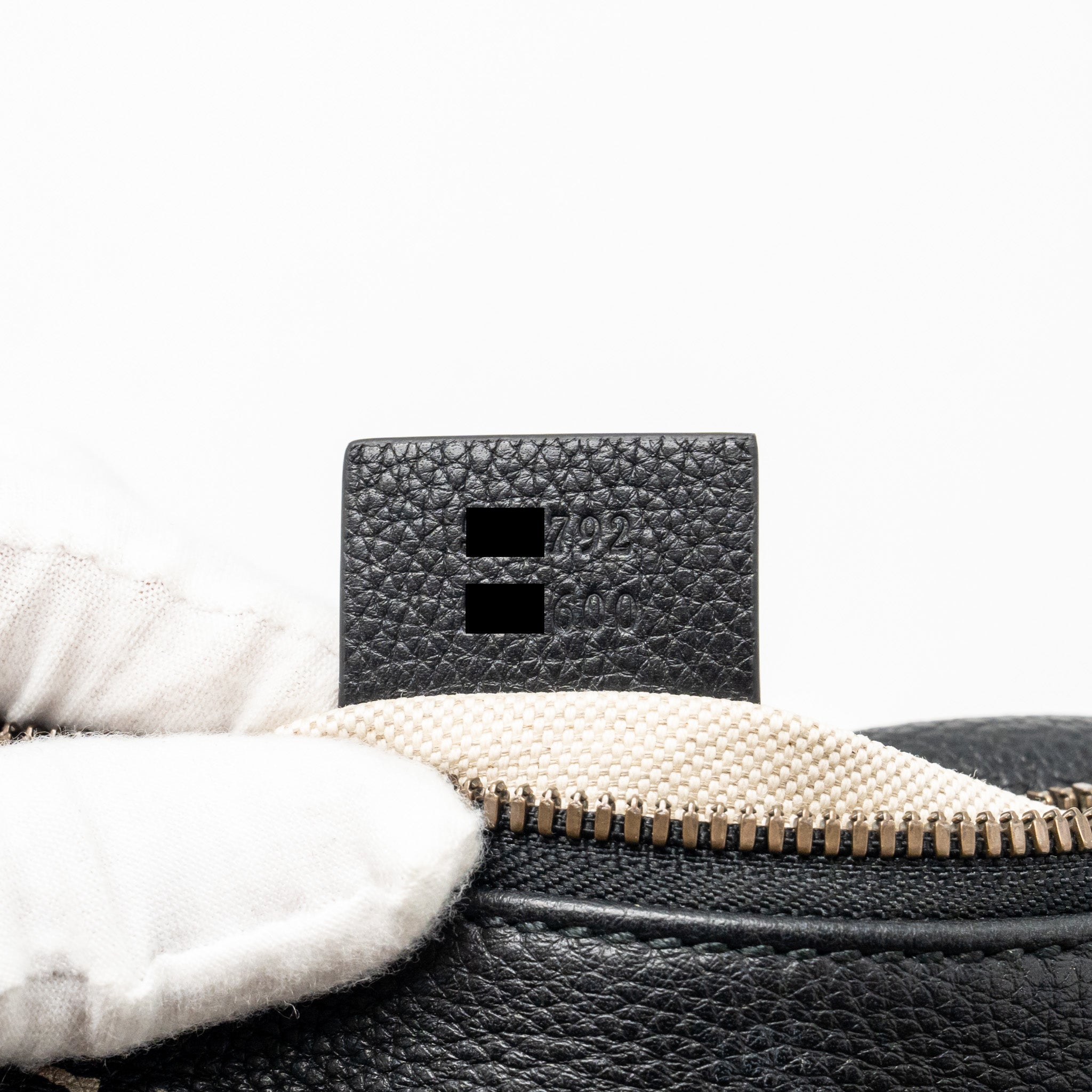 GUCCI MINI PRINT BELT BAG CALFSKIN BLACK GHW