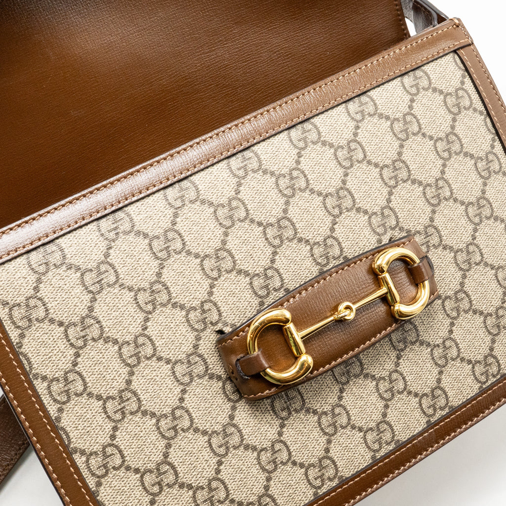 GUCCI HORSEBIT 1955 SHOULDER BAG GG SUPREME CANVAS/LEATHER BEIGE/BROWN GHW