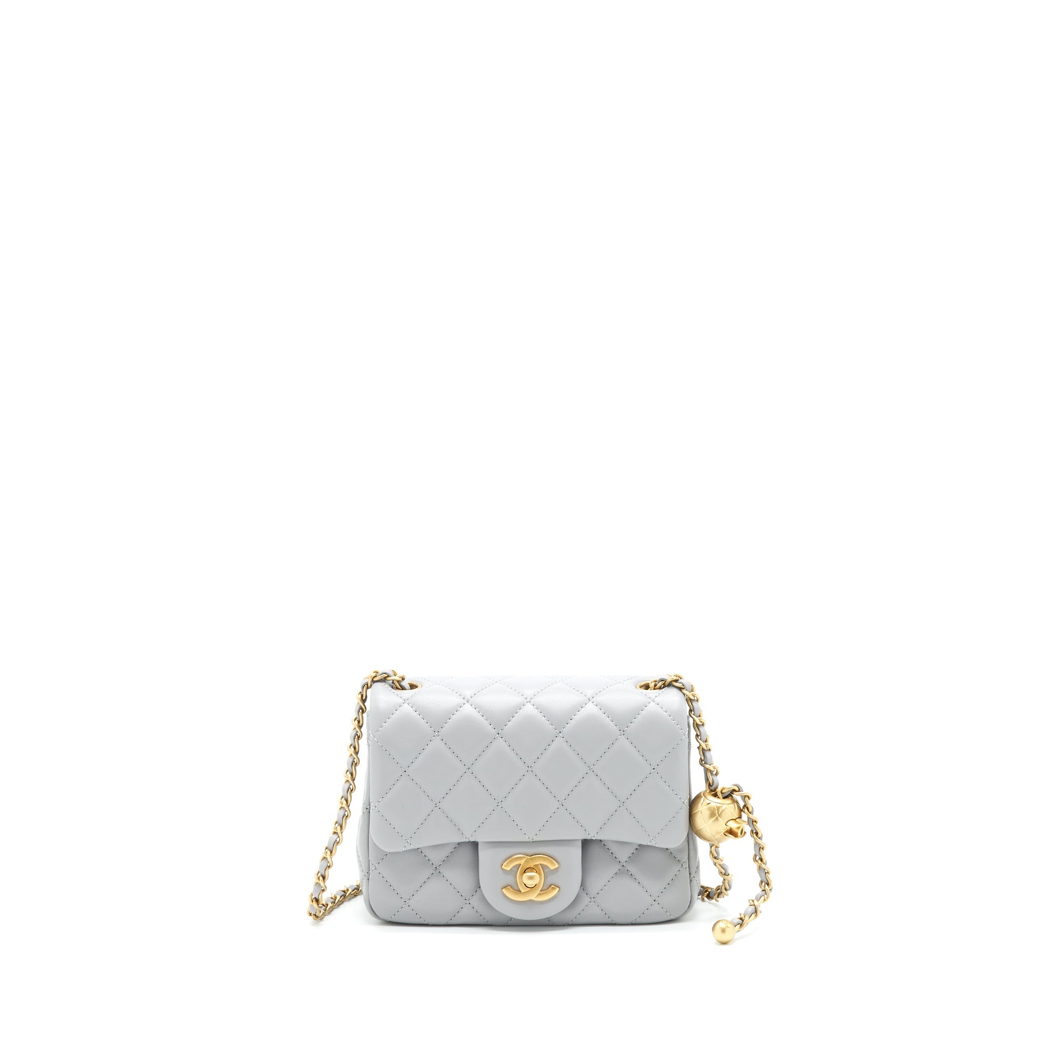 CHANEL 21B PEARL CRUSH MINI SQUARE FLAP BAG GREY GHW