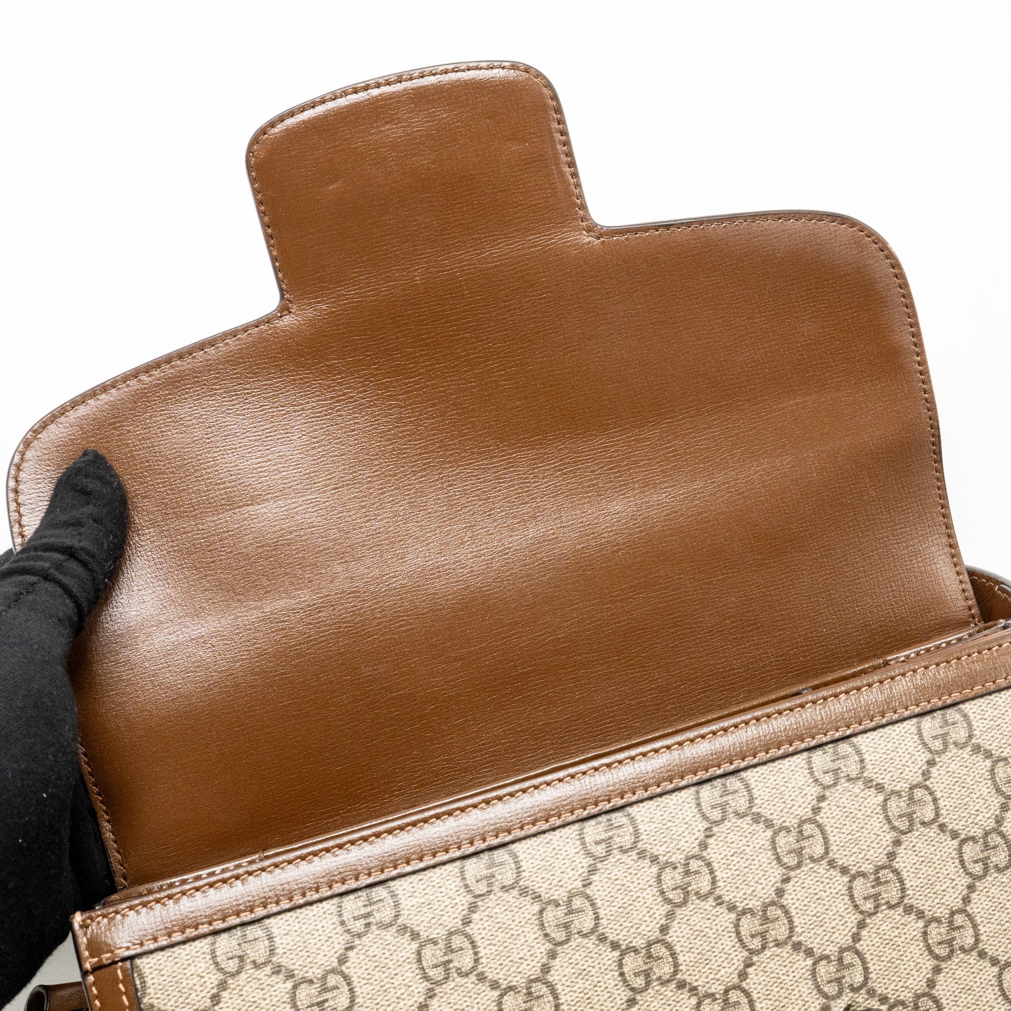 GUCCI HORSEBIT 1955 SHOULDER BAG GG SUPREME CANVAS/LEATHER BEIGE/BROWN GHW