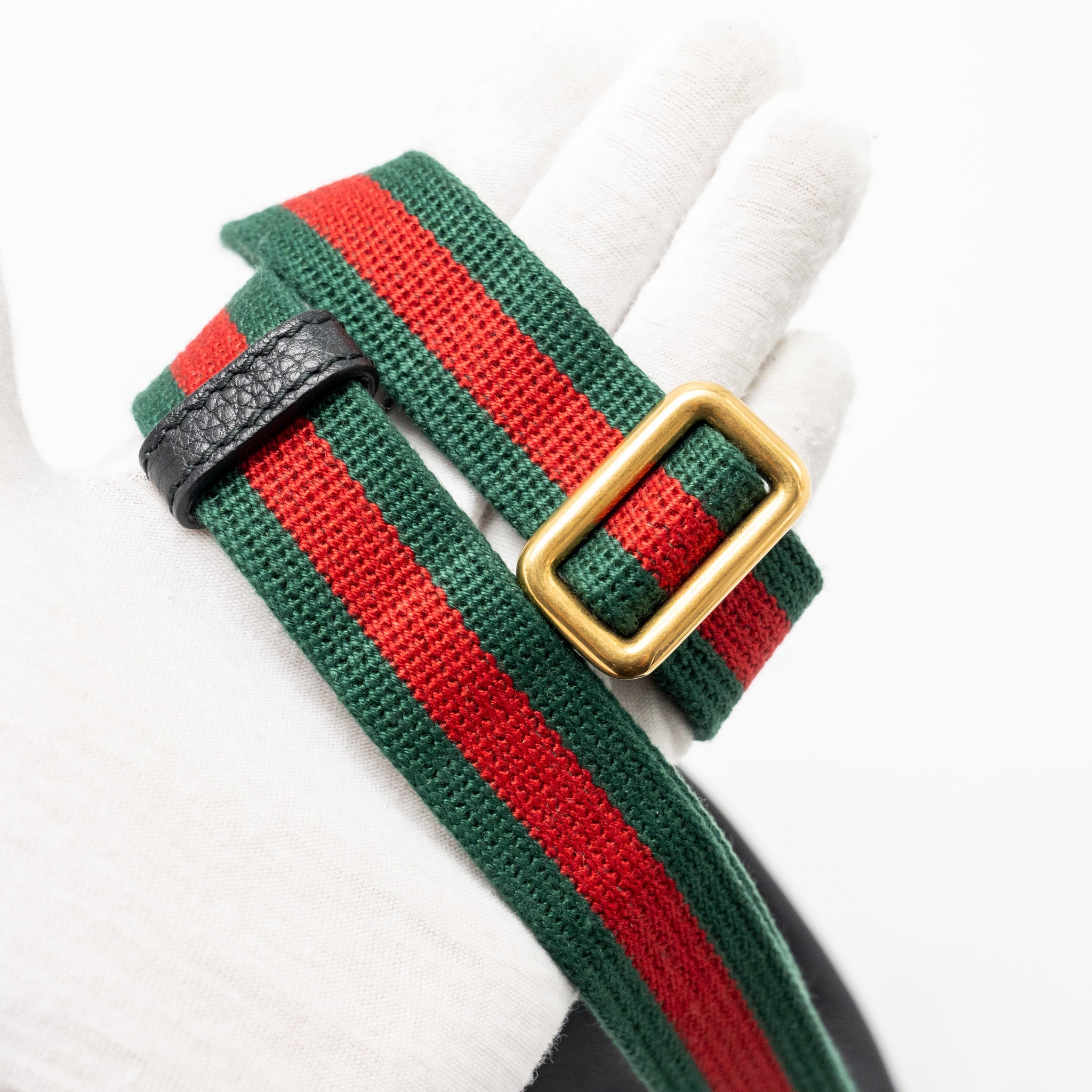 GUCCI MINI PRINT BELT BAG CALFSKIN BLACK GHW
