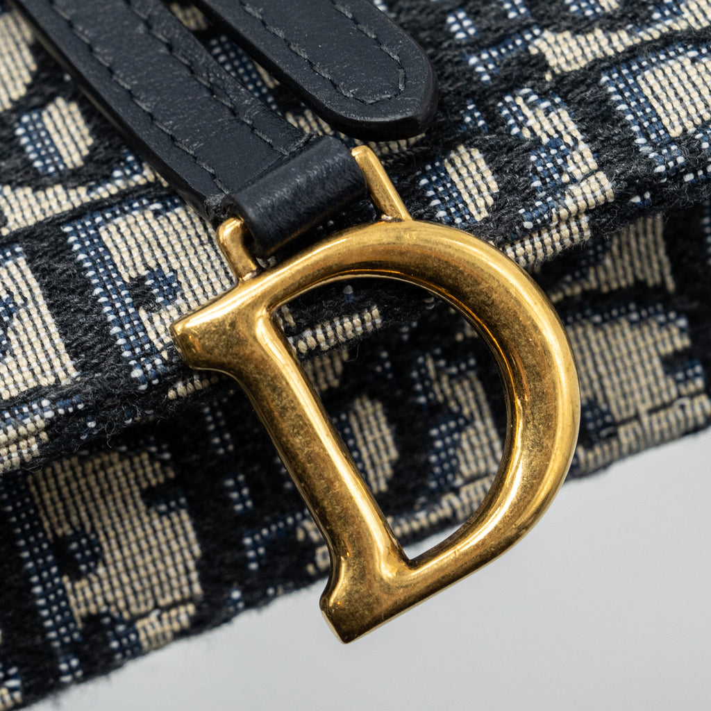 DIOR SADDLE BELT POUCH DIOR OBLIQUE JACQUARD BLUE GHW