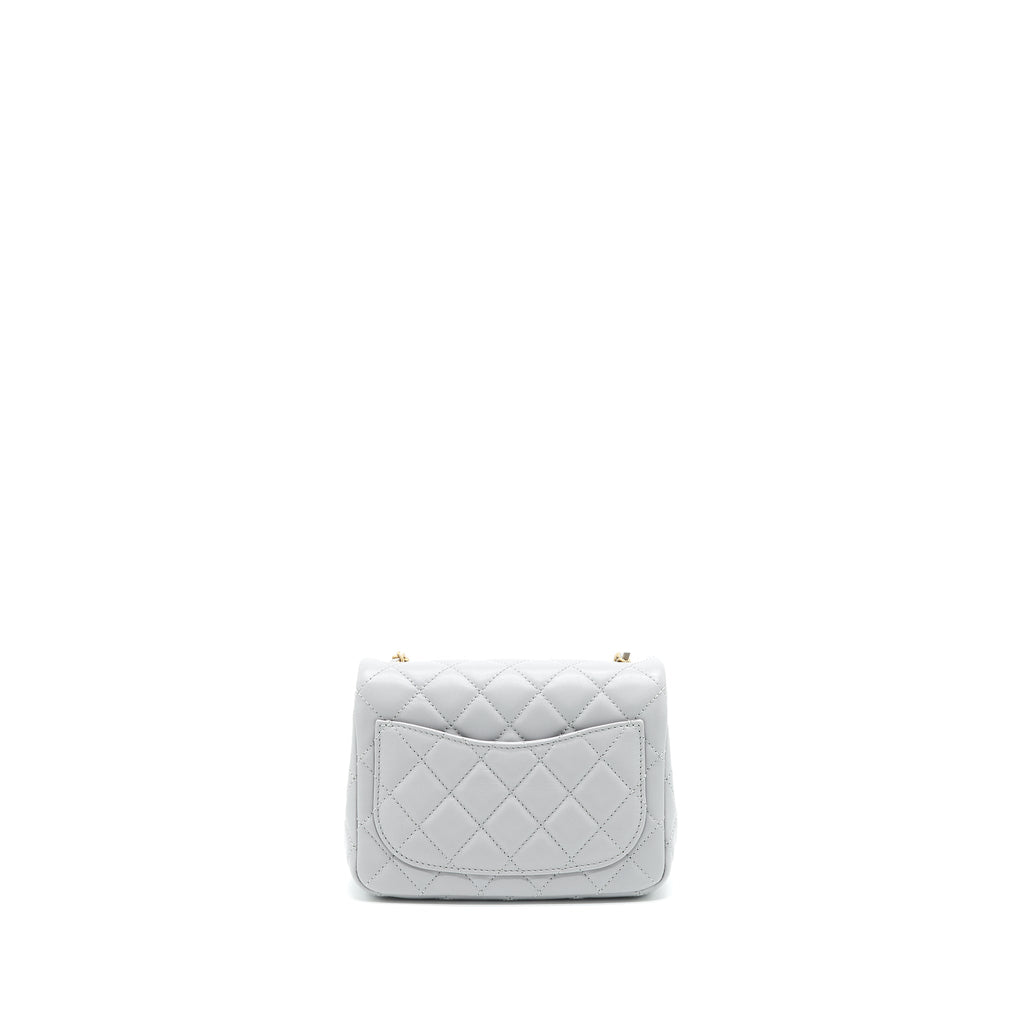CHANEL 21B PEARL CRUSH MINI SQUARE FLAP BAG GREY GHW