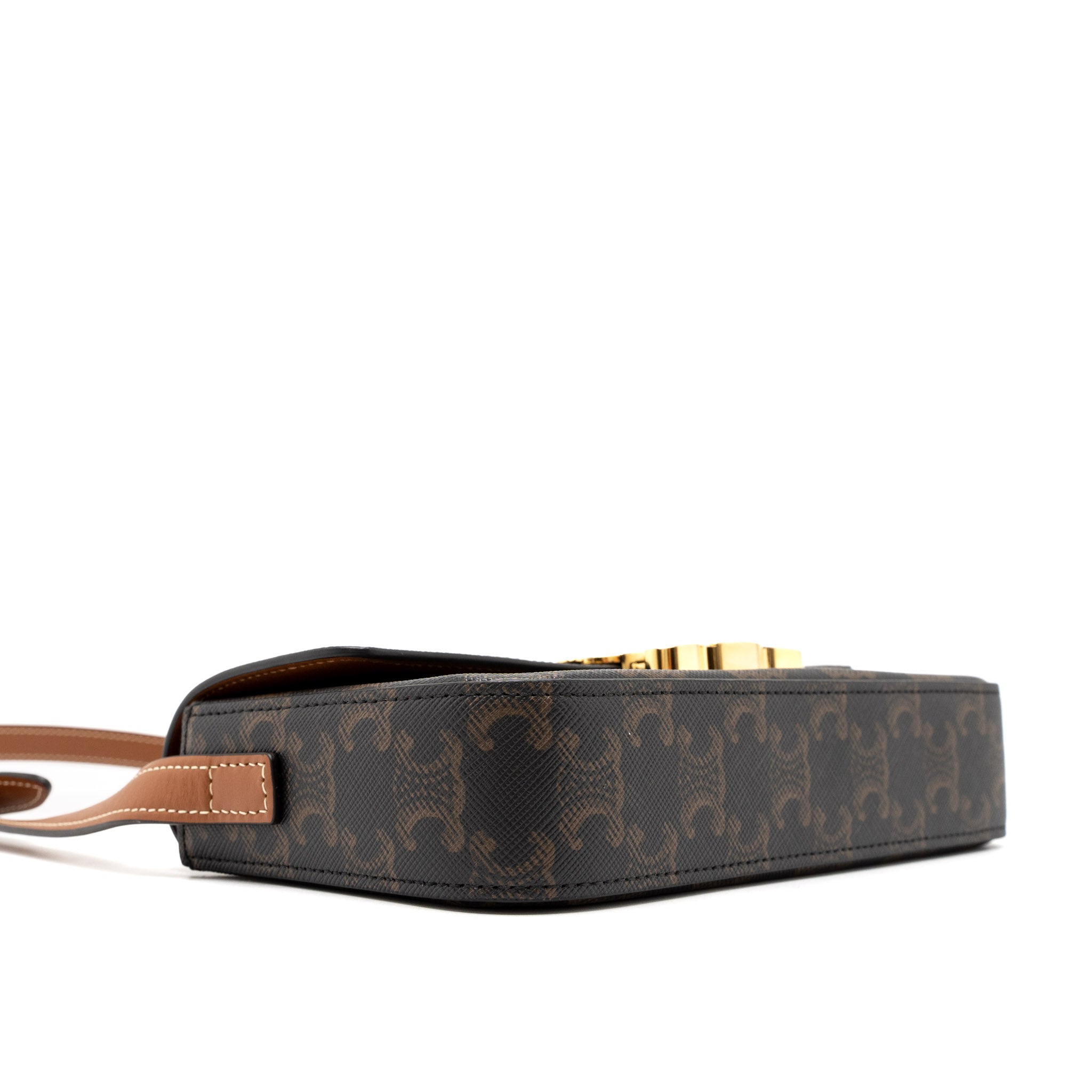 CELINE TRIOMPHE SHOULDER BAG CALFSKIN/TRIOMPHE CANVAS BROWN/MULTICOLOUR GHW