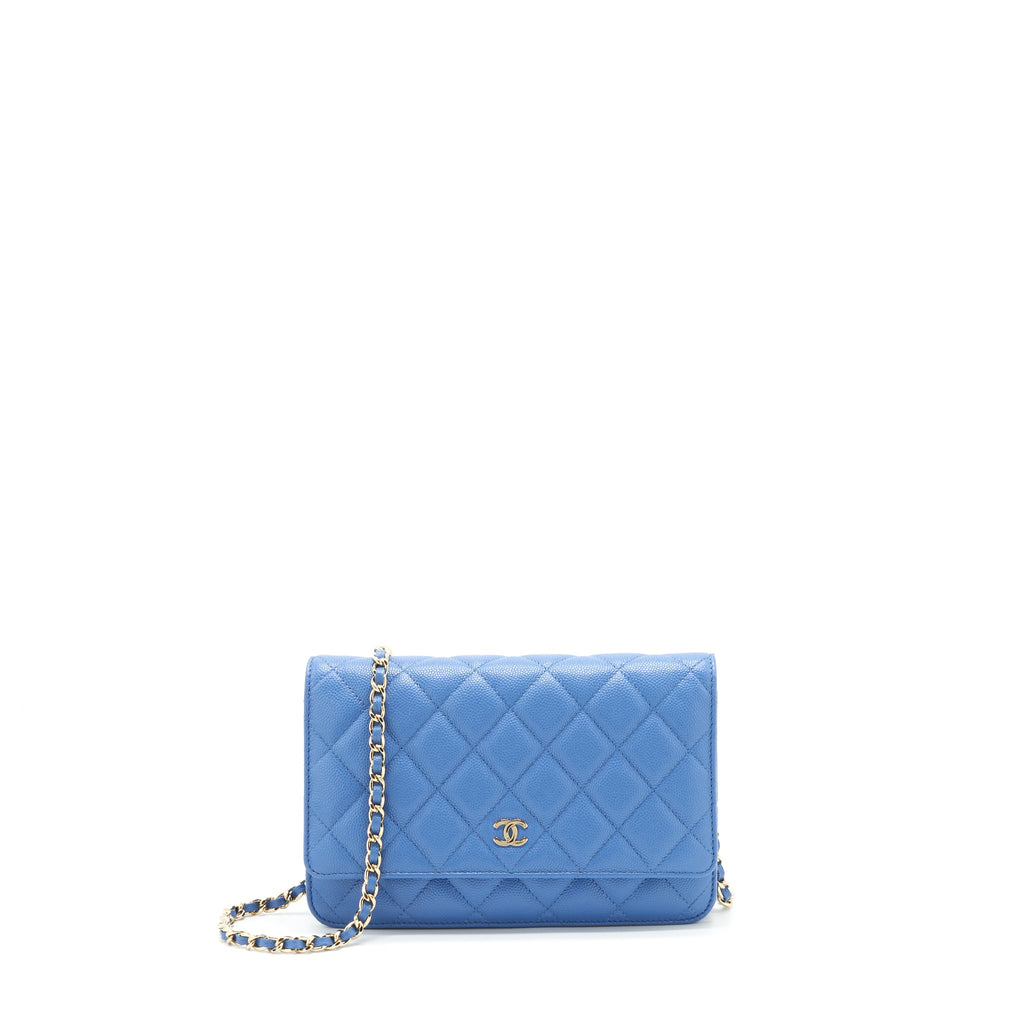 CHANEL CLASSIC WALLET ON CHAIN CAVIAR LIGHT BLUE LGHW