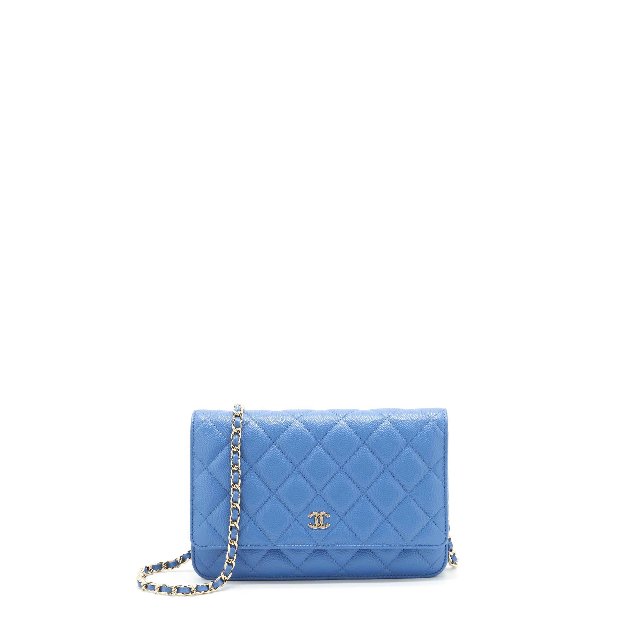 CHANEL CLASSIC WALLET ON CHAIN CAVIAR LIGHT BLUE LGHW