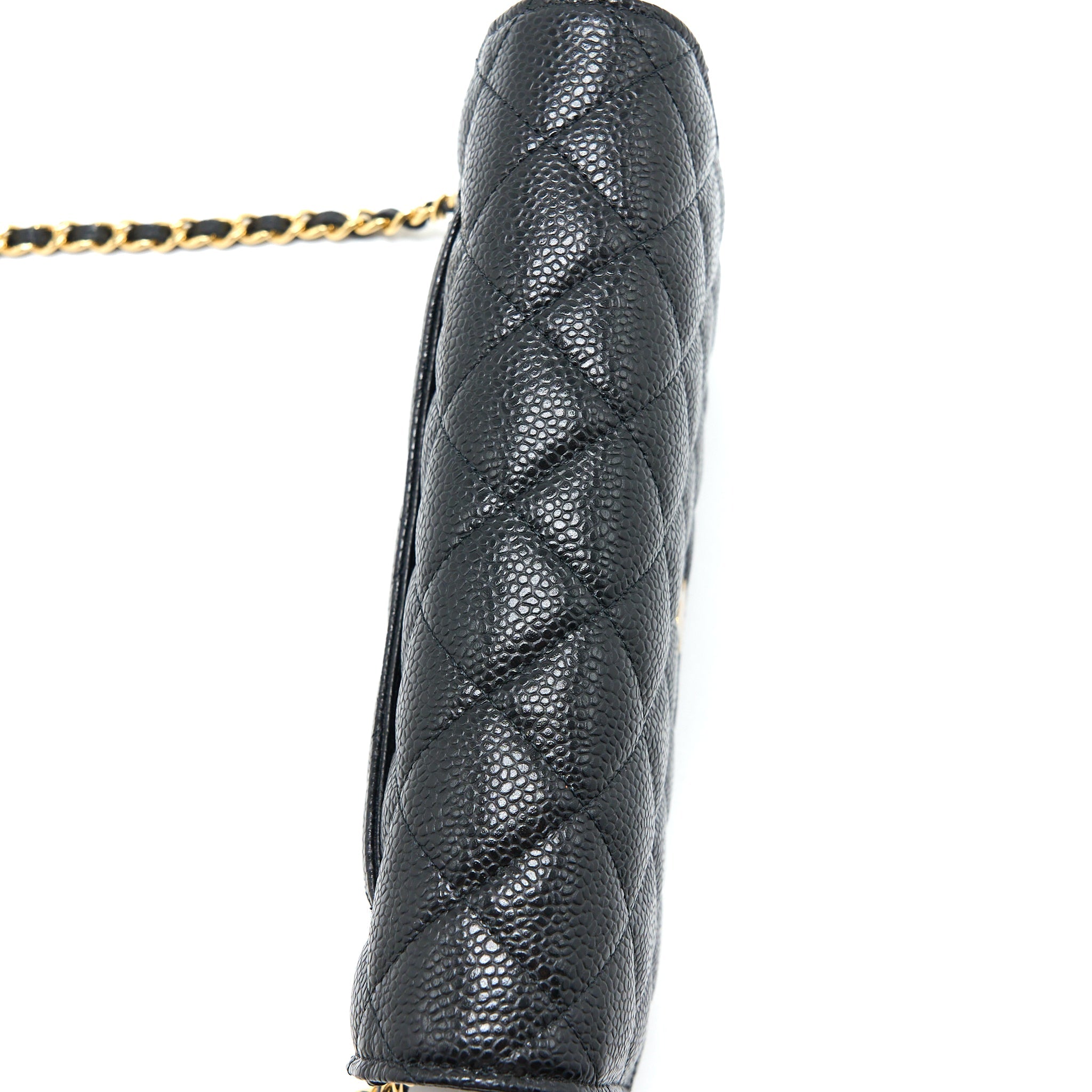 CHANEL CLASSIC WALLET ON CHAIN CAVIAR BLACK GHW (MICROCHIP)