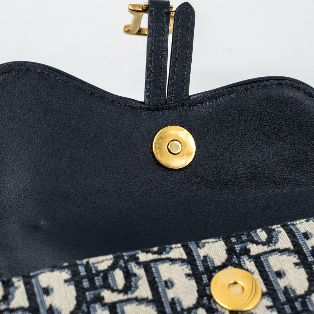 DIOR SADDLE BELT POUCH DIOR OBLIQUE JACQUARD BLUE GHW