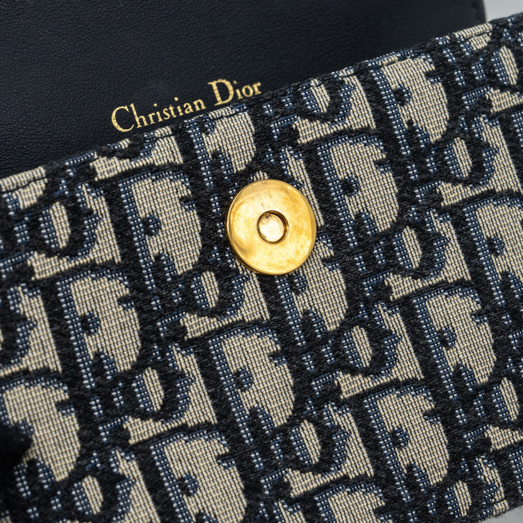DIOR SADDLE BELT POUCH DIOR OBLIQUE JACQUARD BLUE GHW