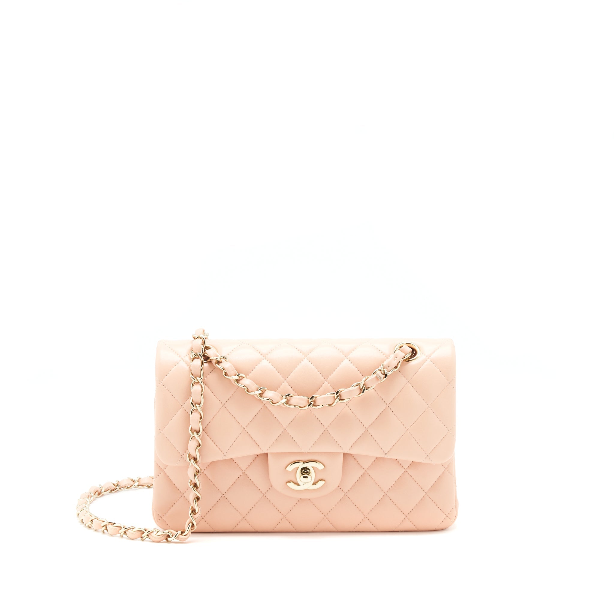 CHANEL SMALL CLASSIC DOUBLE FLAP BAG LAMBSKIN PINK LGHW