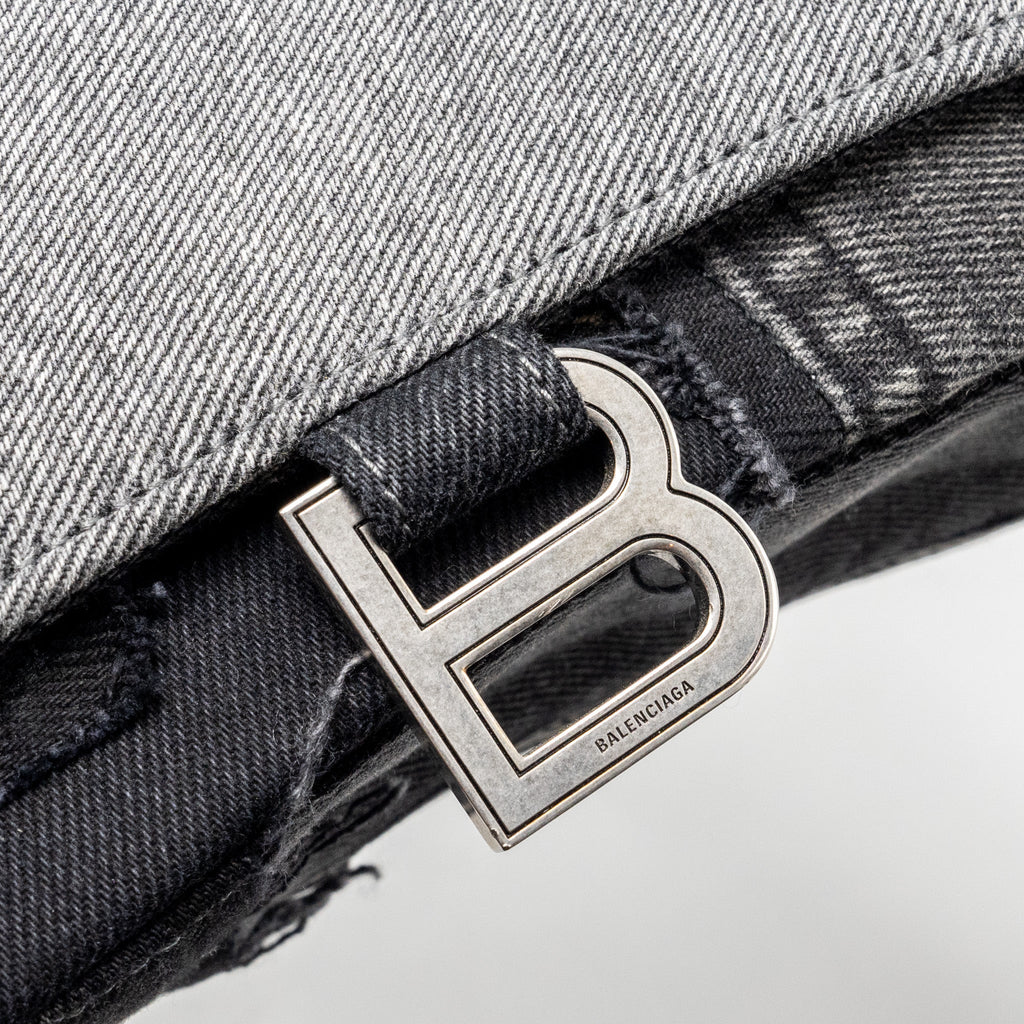 BALENCIAGA MEDIUM HOURGLASS BAG LIMITED EDITION DENIM BLACK/MULTICOLOUR SHW