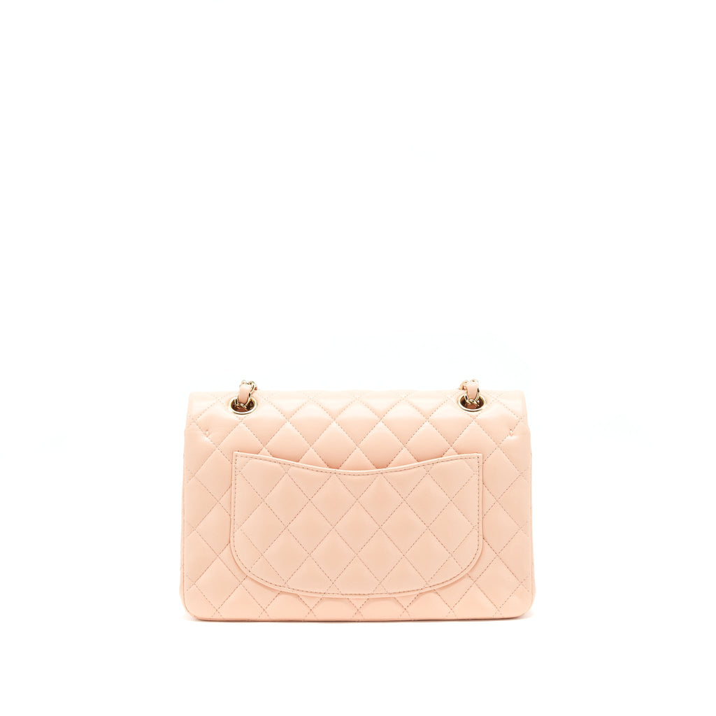 CHANEL SMALL CLASSIC DOUBLE FLAP BAG LAMBSKIN PINK LGHW