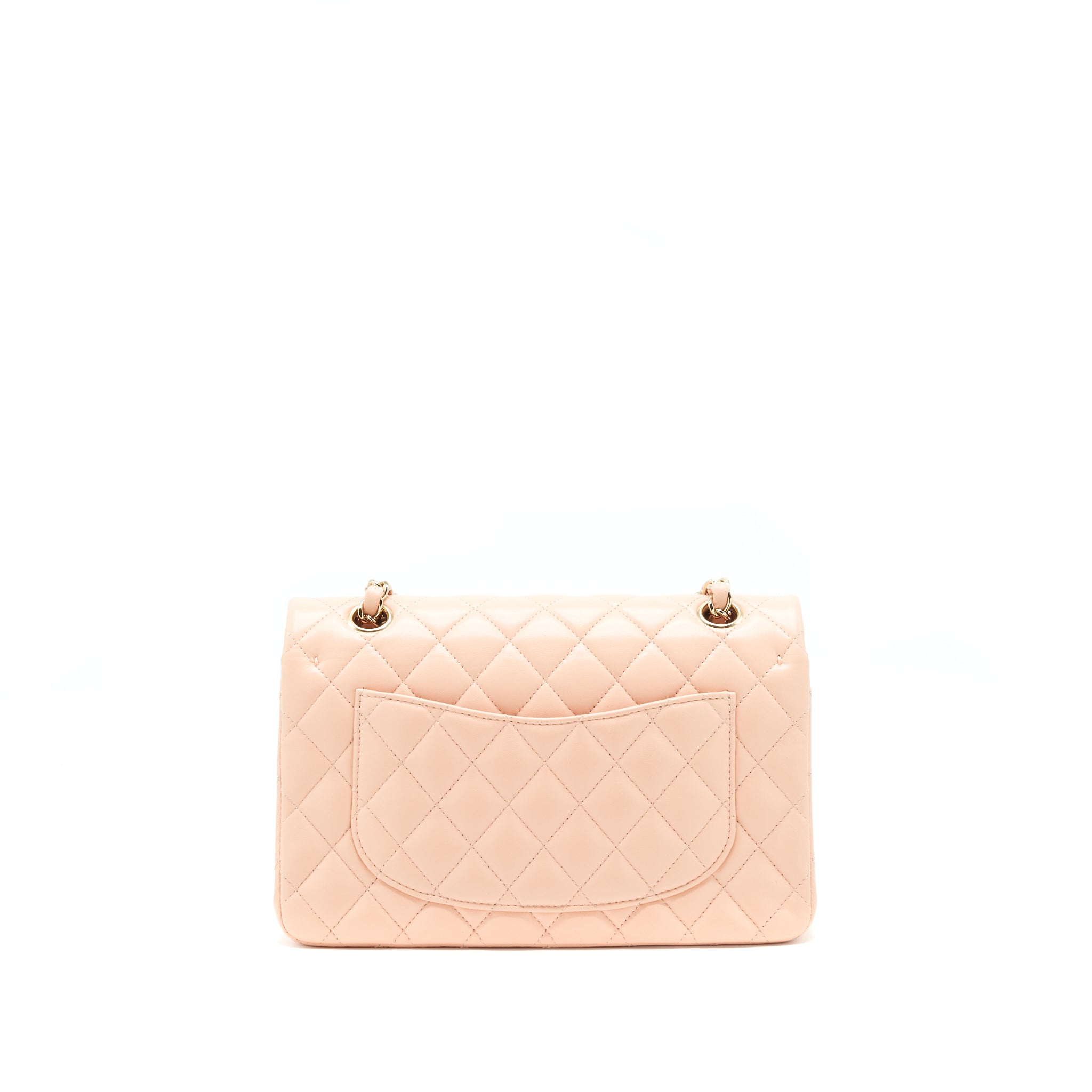 CHANEL SMALL CLASSIC DOUBLE FLAP BAG LAMBSKIN PINK LGHW