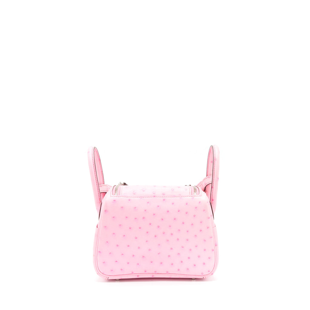 HERMES MINI LINDY OSTRICH L4 ROSE BUBBLEGUM SHW