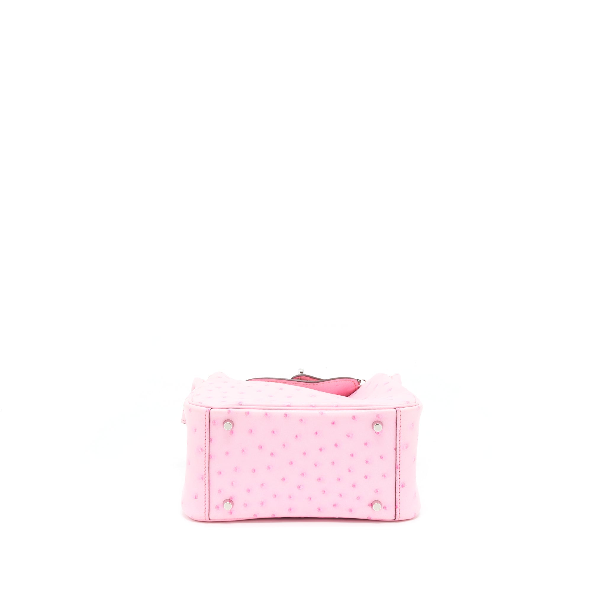 HERMES MINI LINDY OSTRICH L4 ROSE BUBBLEGUM SHW