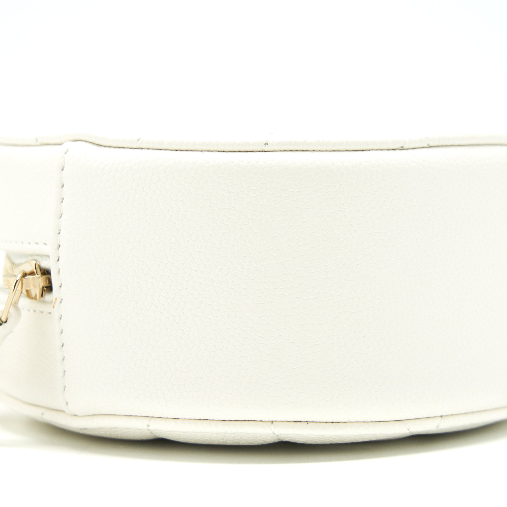 CHANEL ROUND MINI BAG CAVIAR WHITE LGHW