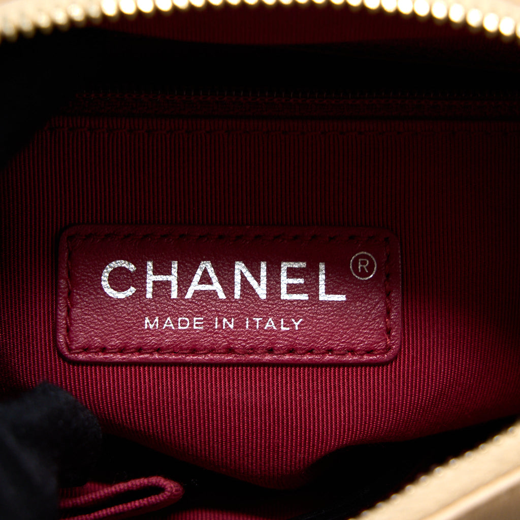 CHANEL SMALL GABRIELLE BAG AGED CALFSKIN BEIGE/BLACK MULTICOLOUR HARDWARE