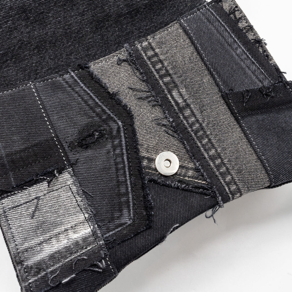 BALENCIAGA MEDIUM HOURGLASS BAG LIMITED EDITION DENIM BLACK/MULTICOLOUR SHW