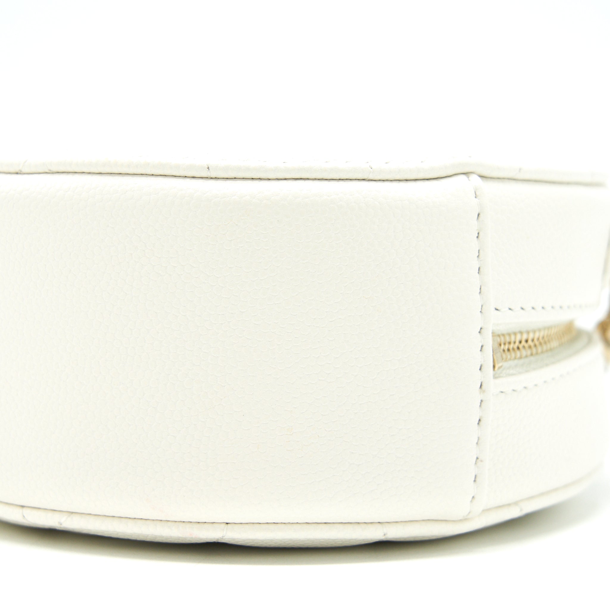 CHANEL ROUND MINI BAG CAVIAR WHITE LGHW