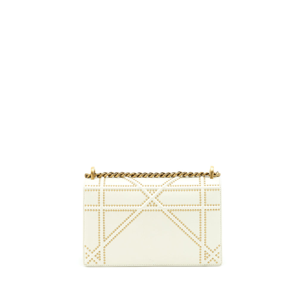 DIOR MEDIUM STUDDED DIORAMA WHITE GHW