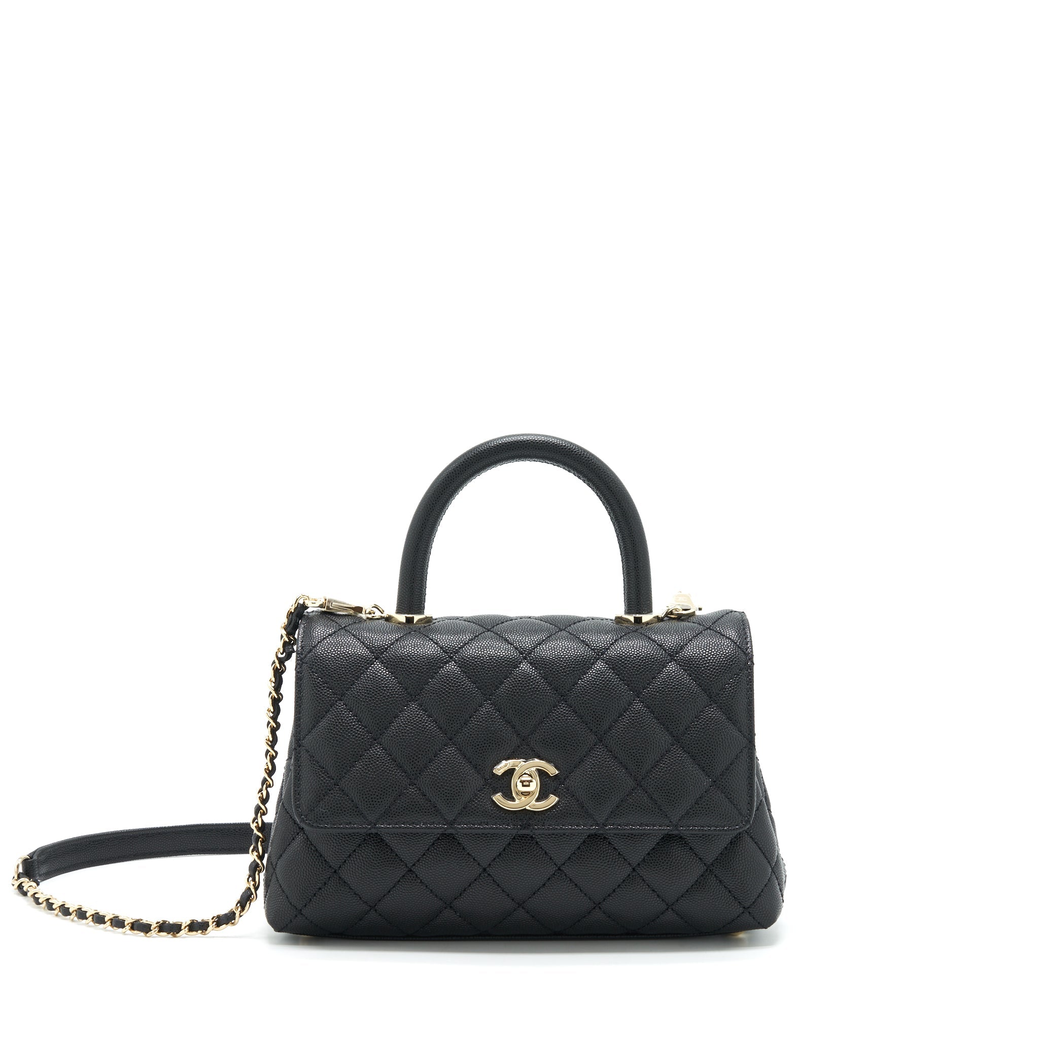 CHANEL 22P SMALL COCO HANDLE CAVIAR BLACK LGHW (MICROCHIP)