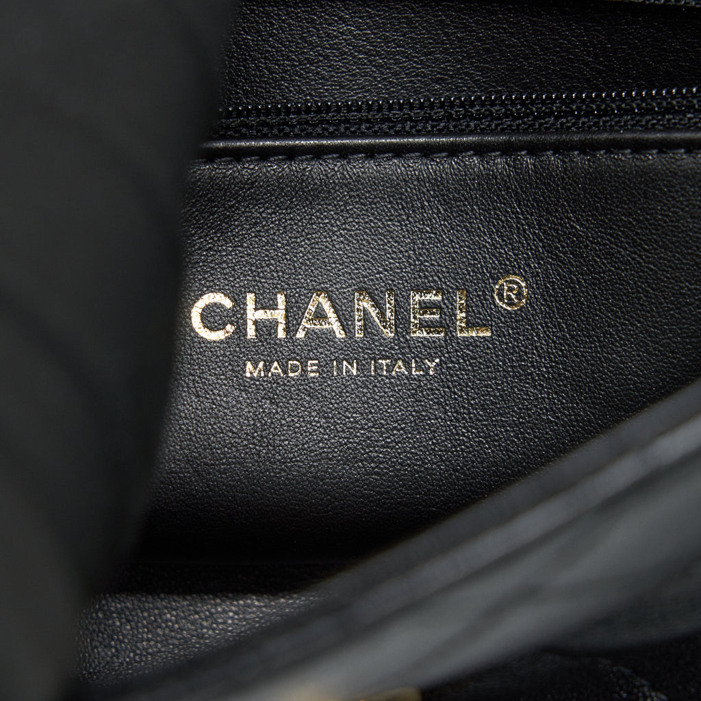 CHANEL SHINY LAMBSKIN FLAP BAG BLACK GHW