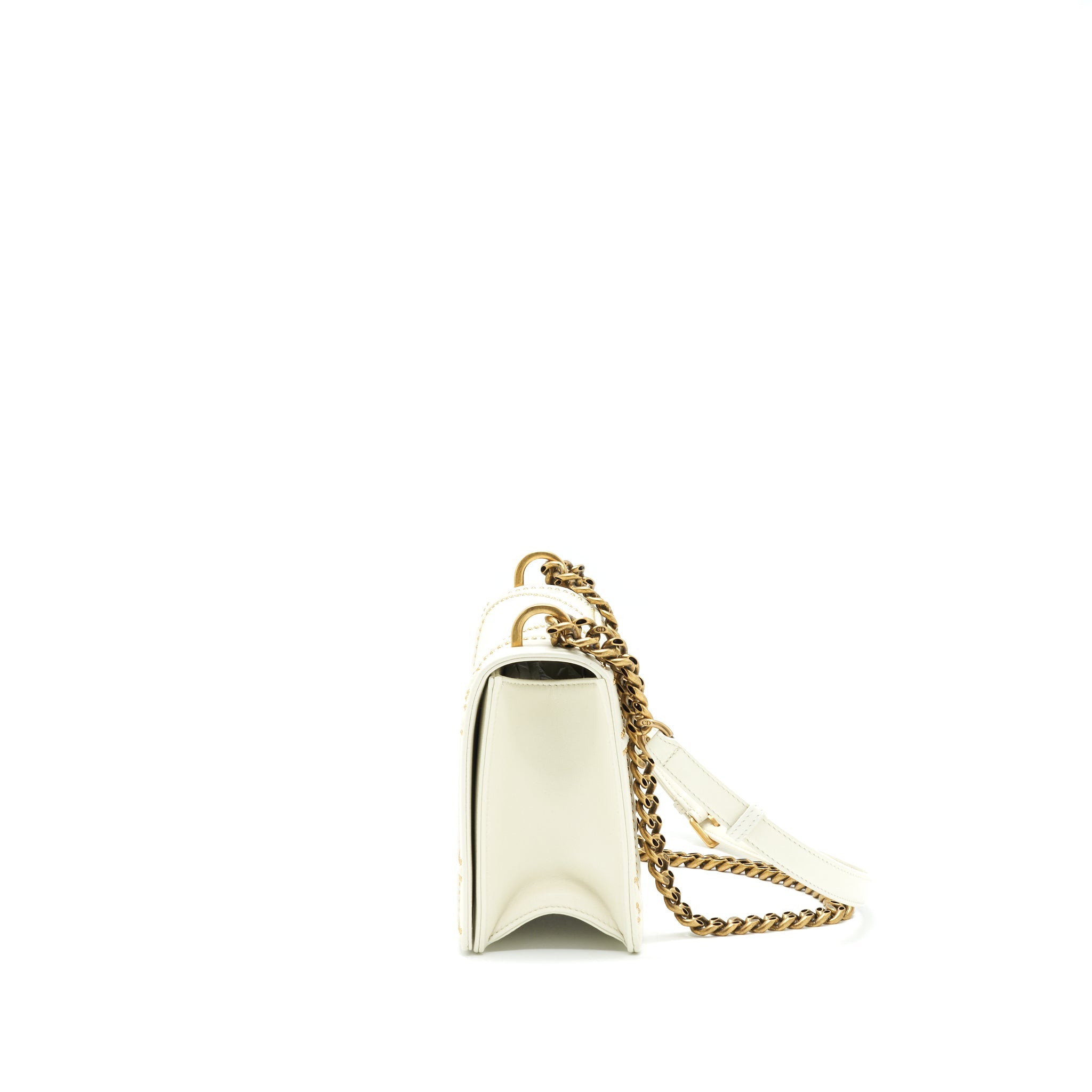 DIOR MEDIUM STUDDED DIORAMA WHITE GHW