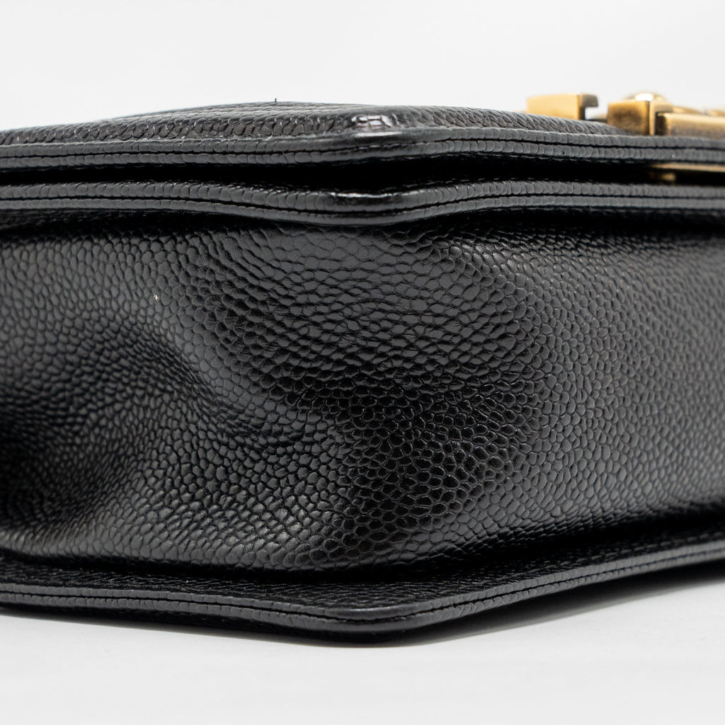 CHANEL SMALL BOY BAG GRAINED CALFSKIN BLACK GHW