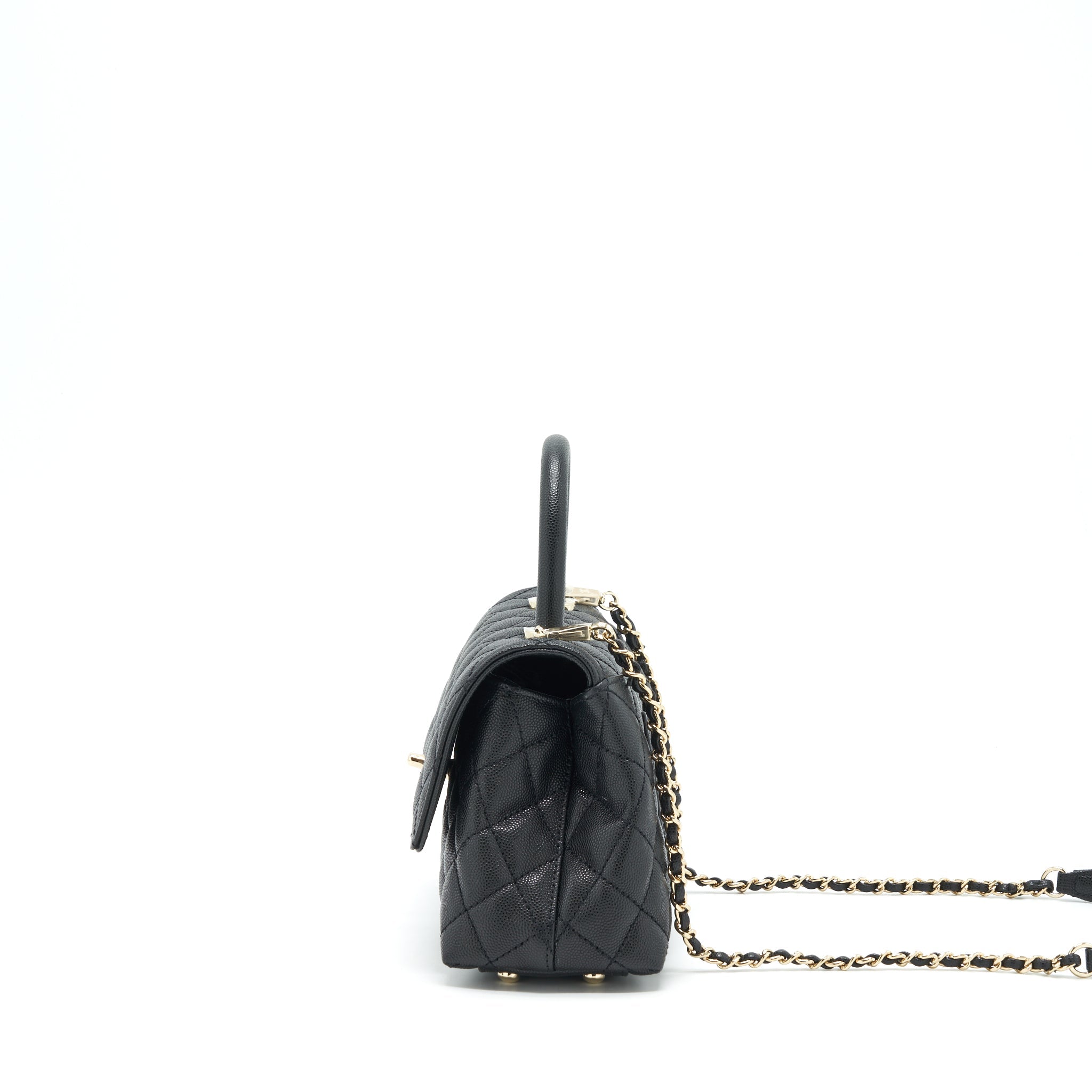 CHANEL 22P SMALL COCO HANDLE CAVIAR BLACK LGHW (MICROCHIP)