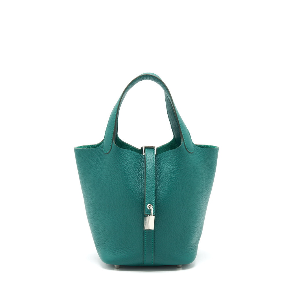 HERMES PICOTIN 18 LOCK BAG CLEMENCE Z6 MALACHITE SHW