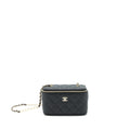 CHANEL 22P LONG VANITY WITH LOGO CHAIN CAVIAR BLACK LGHW