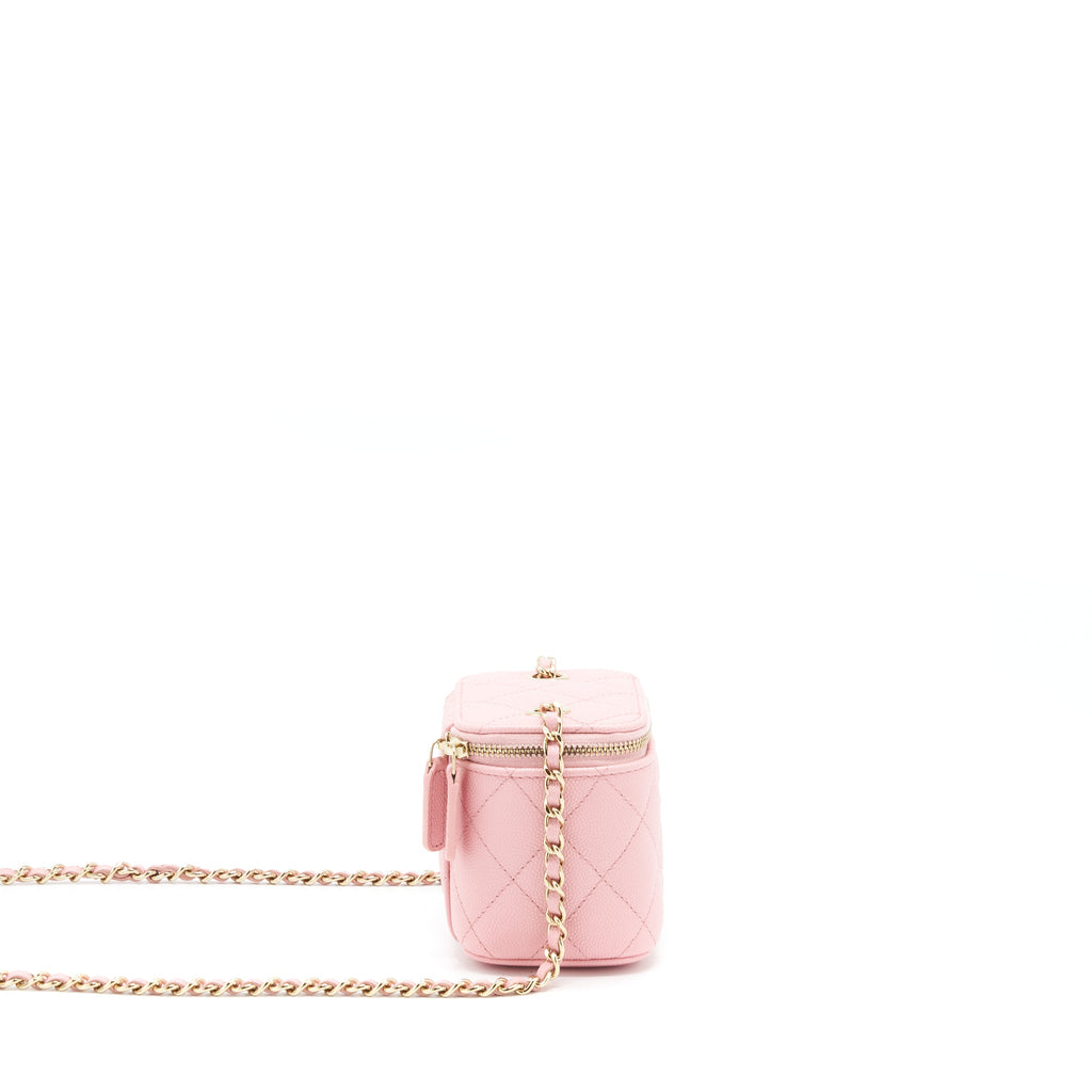 CHANEL 22C MINI VANITY WITH CHAIN CAVIAR PINK LGHW