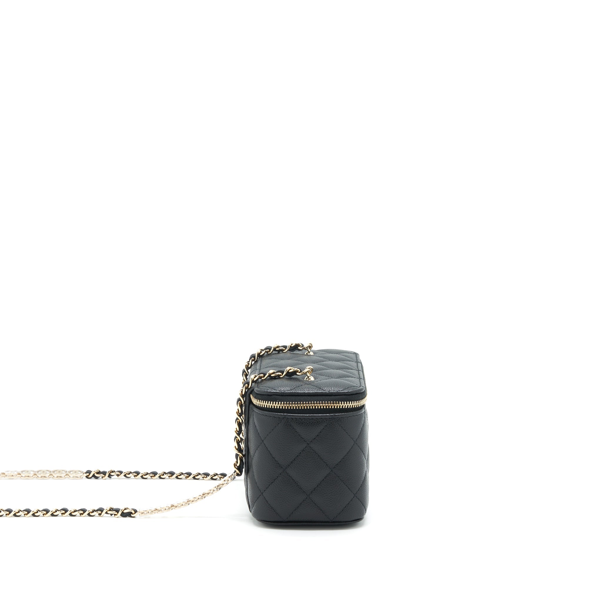 CHANEL 22P LONG VANITY WITH LOGO CHAIN CAVIAR BLACK LGHW