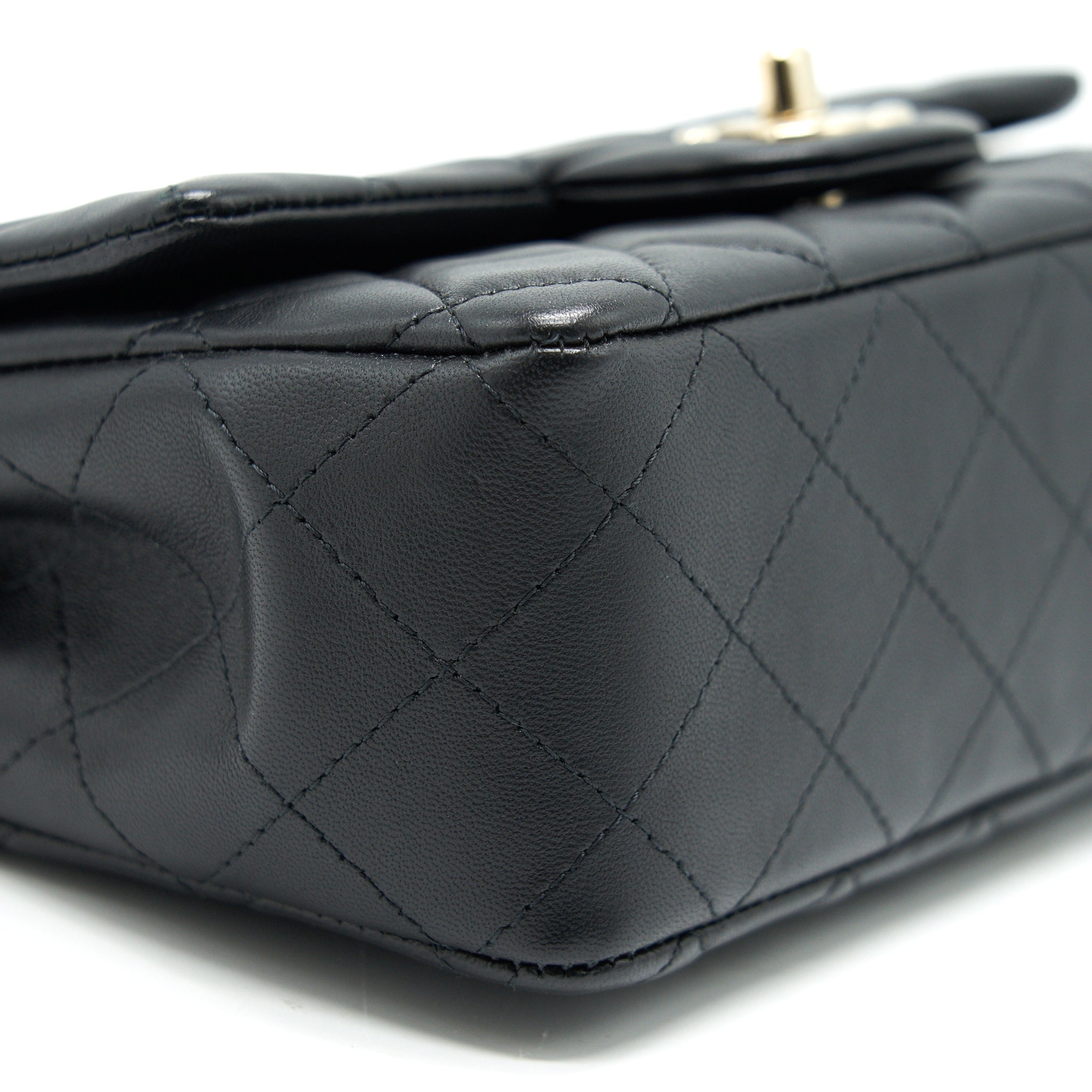 CHANEL MINI RECTANGULAR FLAP BAG BLACK LGHW SERIAL 30