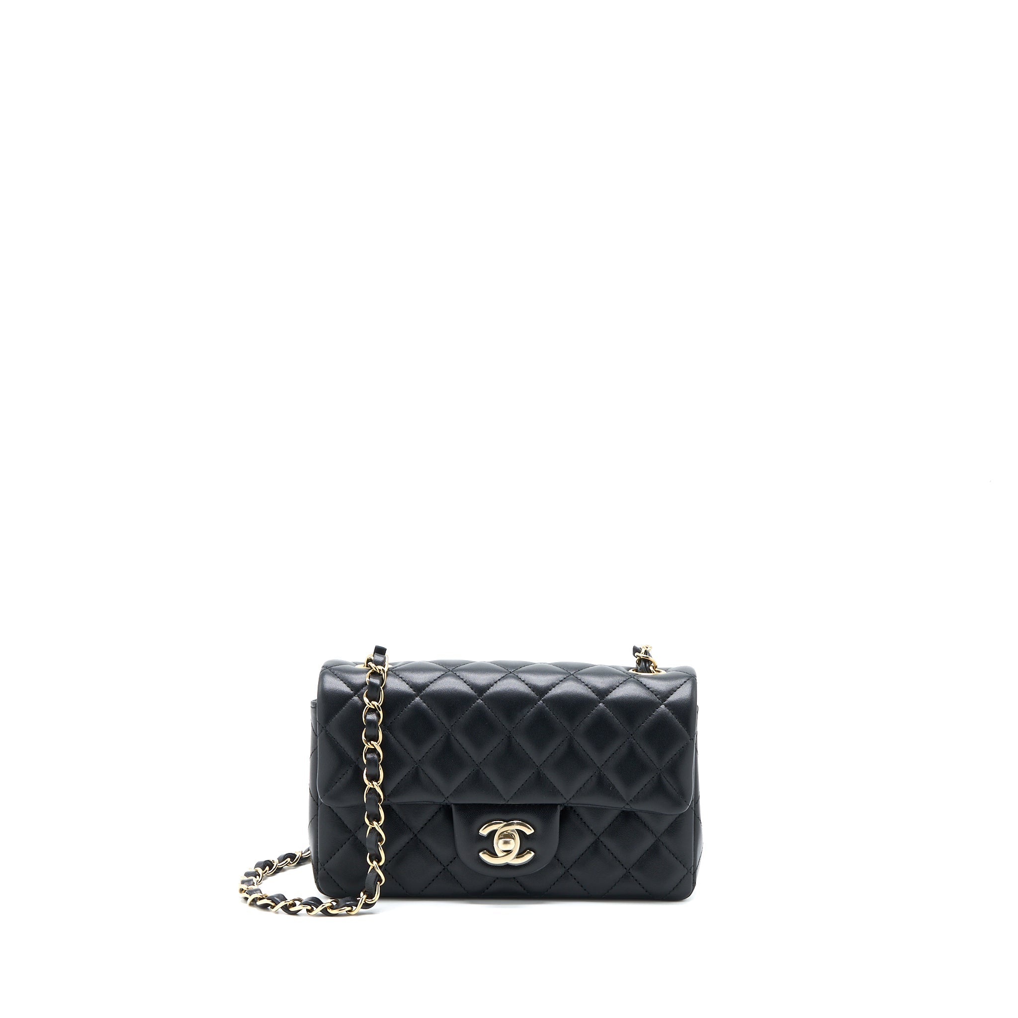 CHANEL CLASSIC MINI RECTANGULAR FLAP BAG LAMBSKIN BLACK LGHW (MICROCHIP)