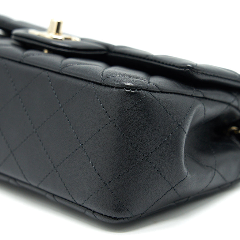 CHANEL MINI RECTANGULAR FLAP BAG BLACK LGHW SERIAL 30