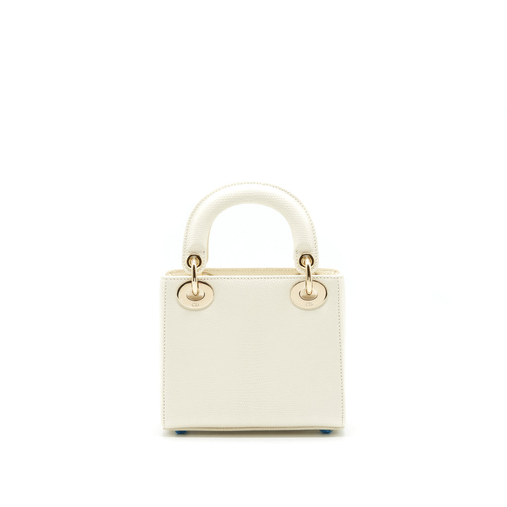 DIOR LIZARD MINI LADY DIOR WHITE  LGHW