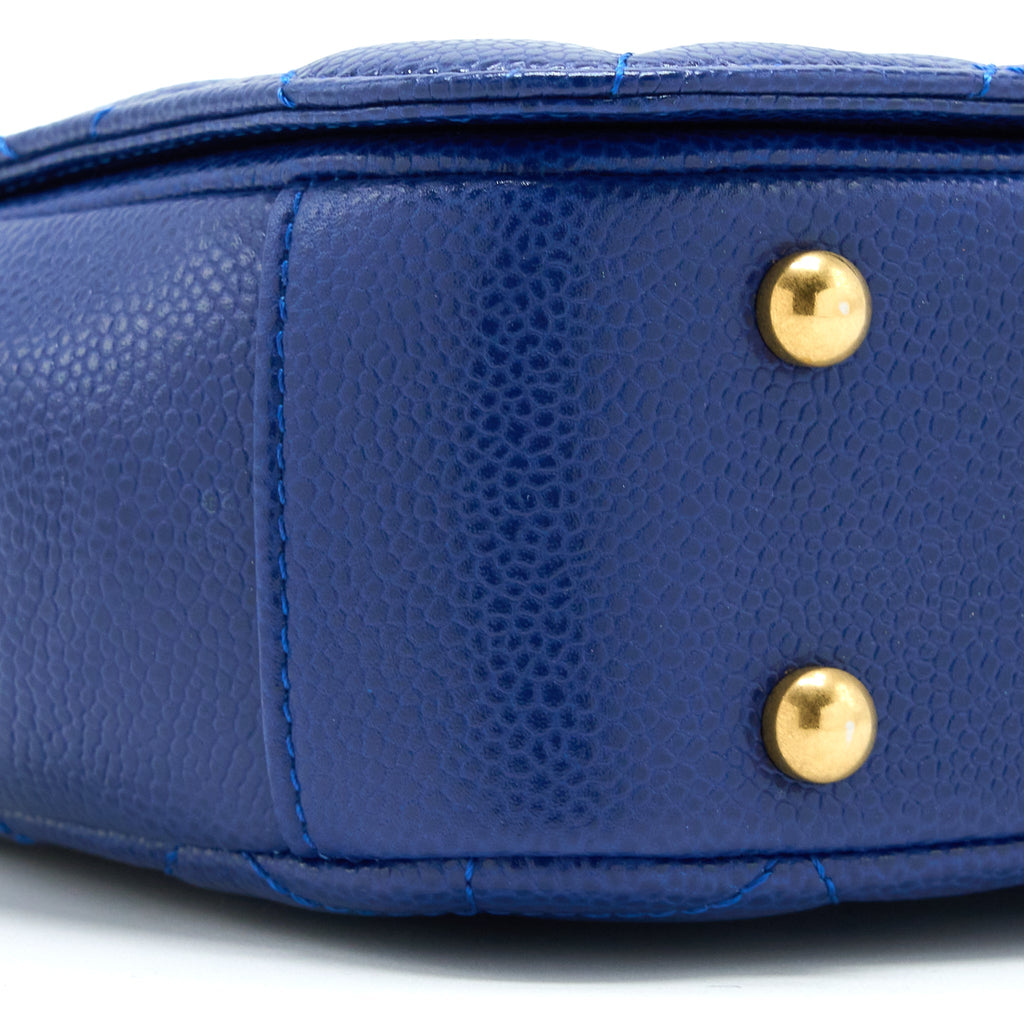 CHANEL TOP HANDLE QUILTED FLAP BAG CAVIAR BLUE GHW