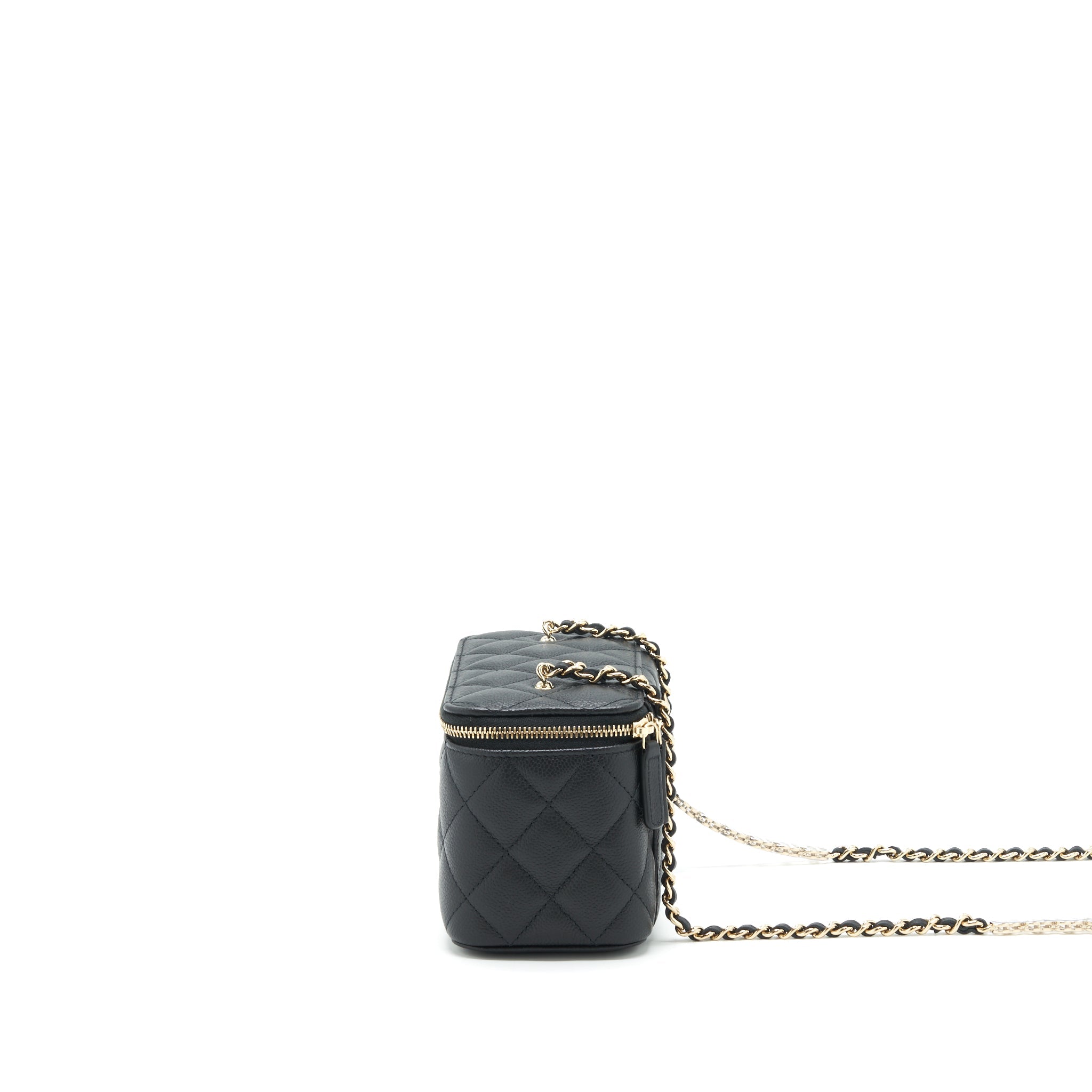 CHANEL 22P LONG VANITY WITH LOGO CHAIN CAVIAR BLACK LGHW