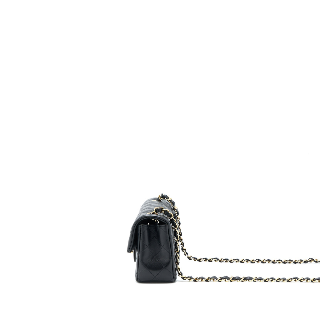 CHANEL CLASSIC MINI RECTANGULAR FLAP BAG LAMBSKIN BLACK LGHW (MICROCHIP)