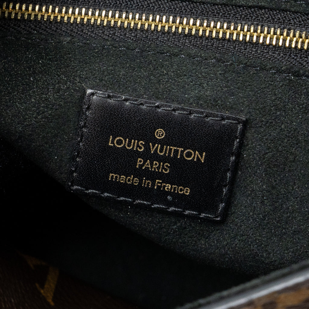 LOUIS VUITTON TOP HANDLE FLAP BAG MONOGRAM CANVAS / CALFSKIN BLACK GHW